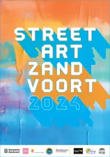 Street Art Zandvoort 2024 Fotobeschrijving: Street Art Zandvoort poster. Foto: (c) Stichting Beleef Zandvoort.