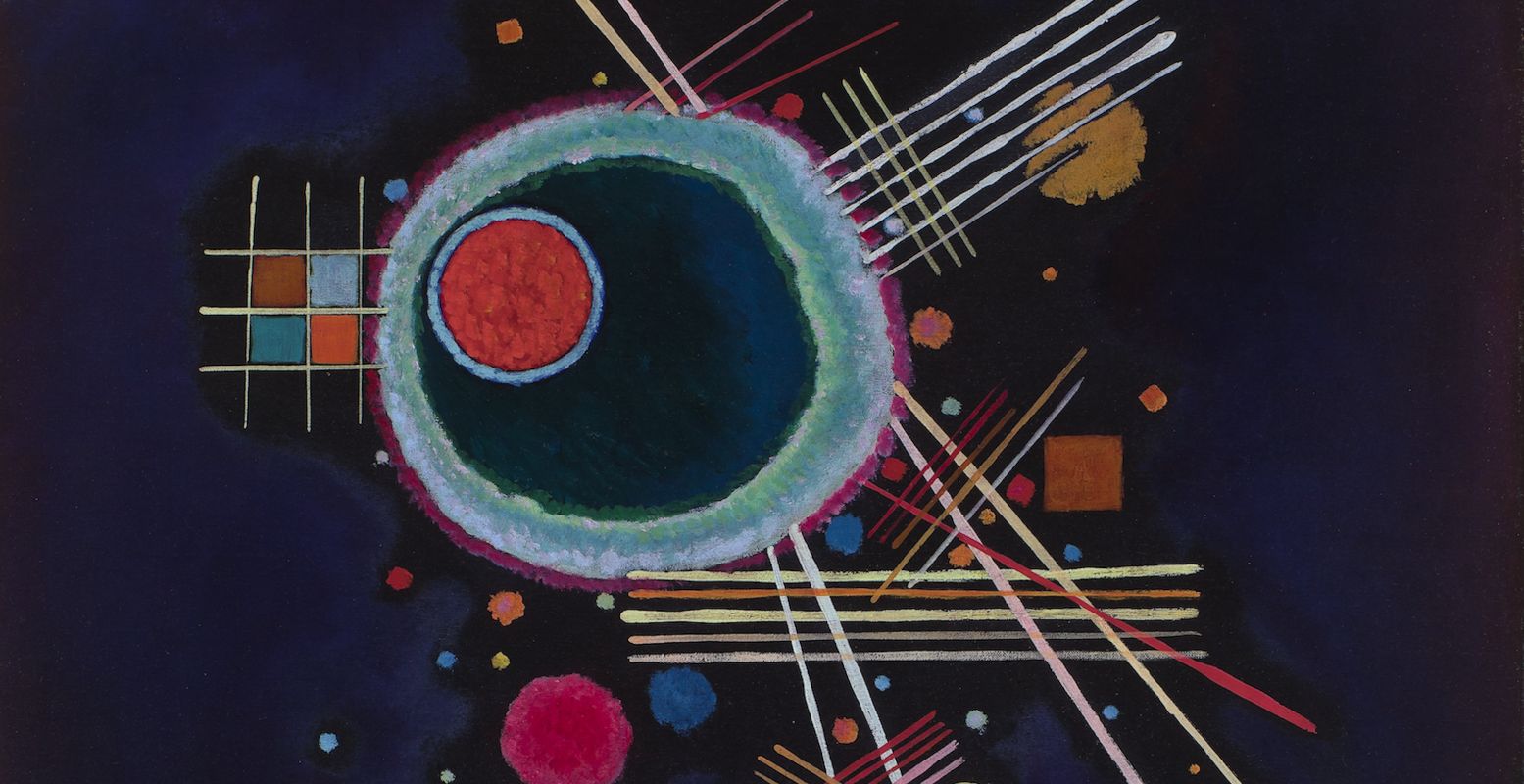 Tijdens de tentoonstelling Tussen hemel en oorlog bekijk je ook werk van Kandiski. Beeld: © Wassily Kandinsky, detailfoto van Strahlenlinien, Collectie Museum Boijmans Van Beuningen Rotterdam