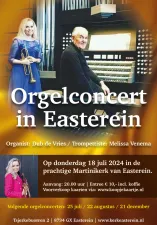 Dub de Vries(orgel) en Melissa Venema(trompet) Concert Martinikerk Easterein. Foto: Frans van der Hauw.