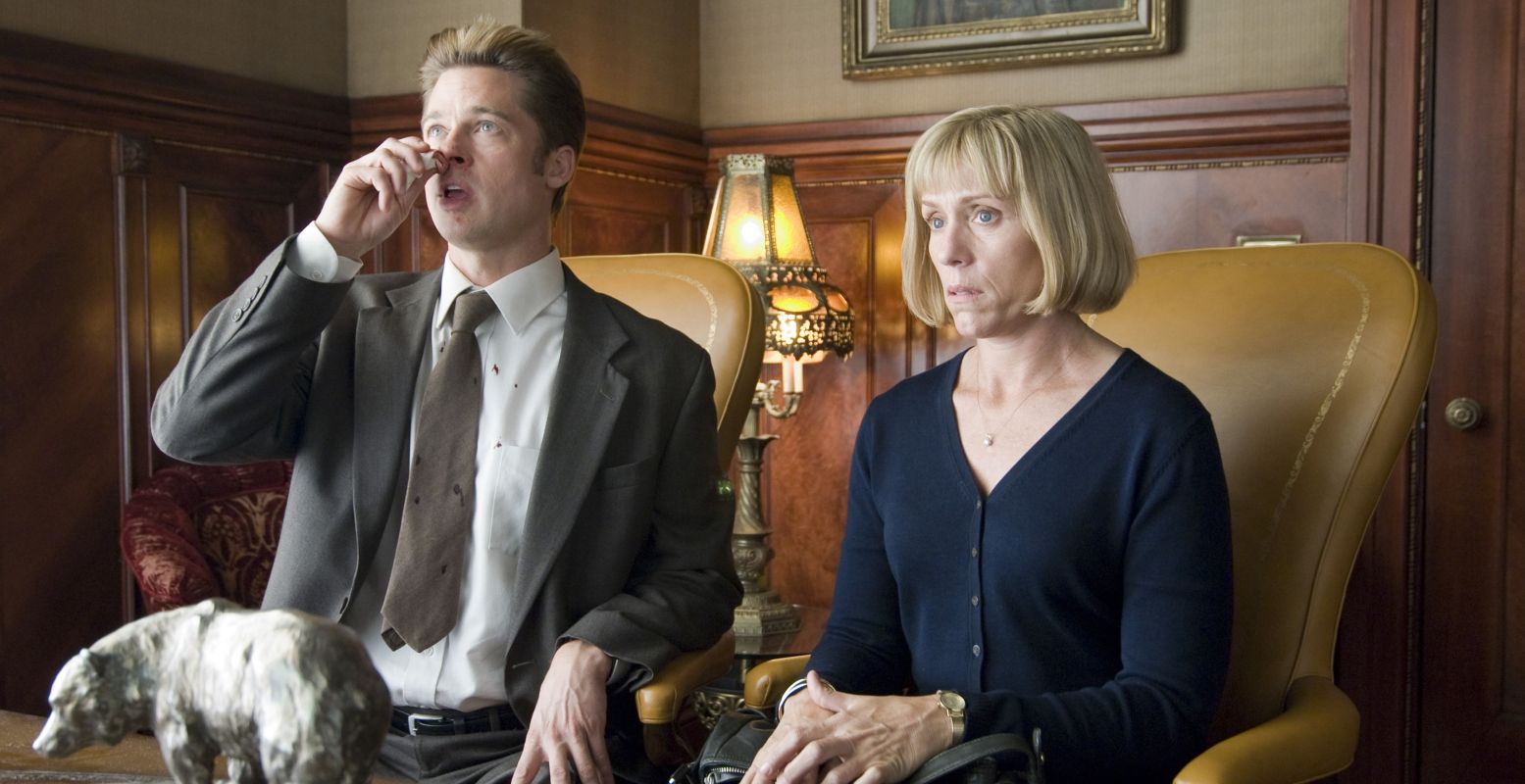 'Burn after Reading' (2008) is een spionagekomedie vol grappige idioten gespeeld door Brad Pitt, George Clooney, Frances McDormand, John Malkovich en Tilda Swinton. Foto: Eye Filmmuseum