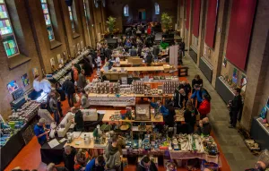 De 17de Siervis Aquarium Nieuwjaarsbeurs Een overzicht van een zaal van de Siervis Aquarium Nieuwjaarsbeurs. Foto: Reginald Kluijtmans