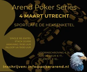 Live poker in Utrecht op 4 maart! Arend Entertainment Support. Foto: Hans van der Arend