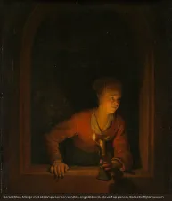 Hete Vuren: Schatten uit het Rijks Foto: Meisje met olielamp voor een venster, Gerard Dou, 1645 - 1675