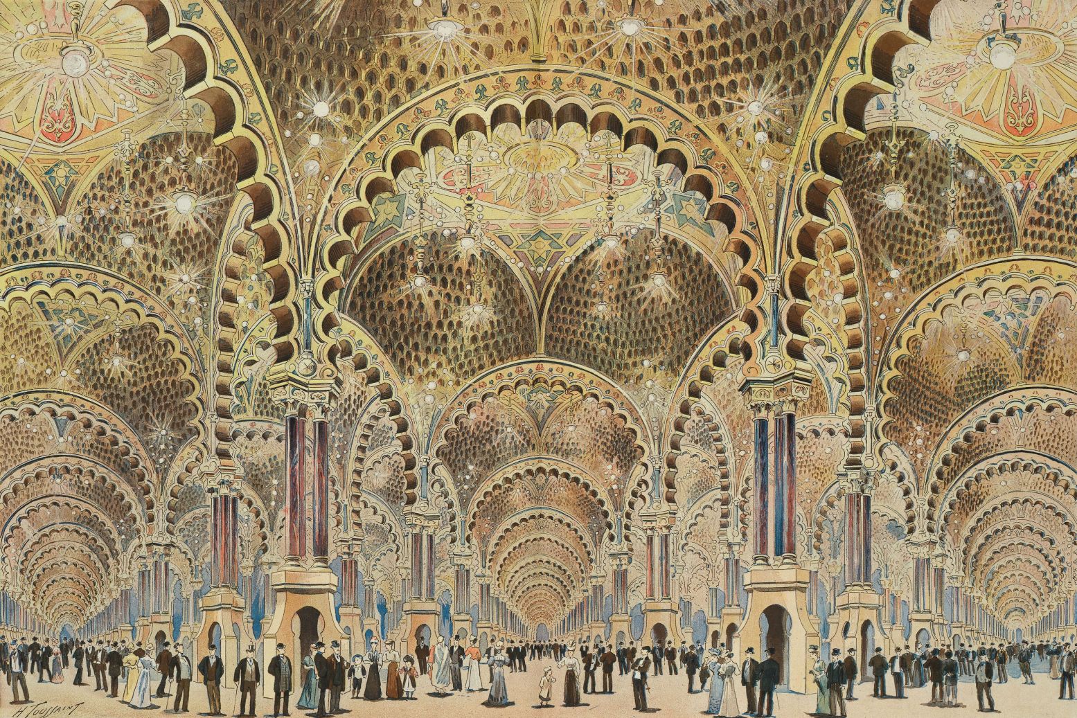 Palais des Illusions, Parijs, 1900. In The Grand Illusion kunnen bezoekers een interactieve ruimte betreden gebaseerd op dit caleidoscopische paleis van spiegels.  © Bijzondere Collecties, Universiteit van Amsterdam.