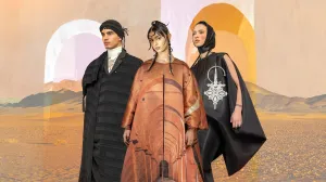 Modellen Saïf, Safae en Yasmina (van links naar rechts) voor MOḌA - Moroccan Fashion Statements, 202