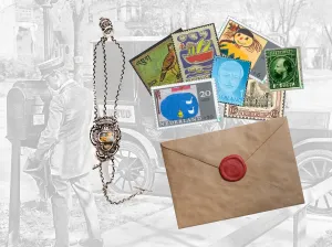 Teken of schilder jouw eigen postzegel Collage post. Foto: Historisch Museum De Bevelanden