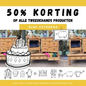 50% korting op àlle 2e-hands bij Blij van Toen Foto: Blij van Toen