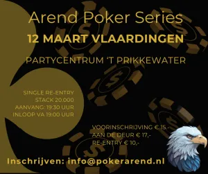 Live poker in Vlaardingen op12 maart! Arend Entertainment Support. Foto: Hans van der Arend