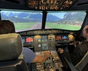 Simulator vliegen Airbus A320-simulator. Foto: SimFlying