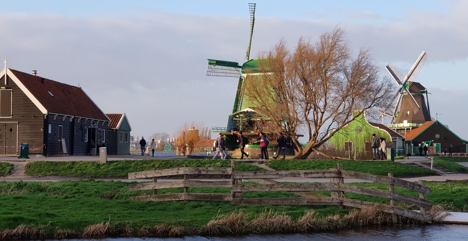 Enkele van de molens op de Zaanse Schans, die zijn gered door Vereniging De Zaansche Molen. Foto: DagjeWeg.NL @ Tonny van Oosten