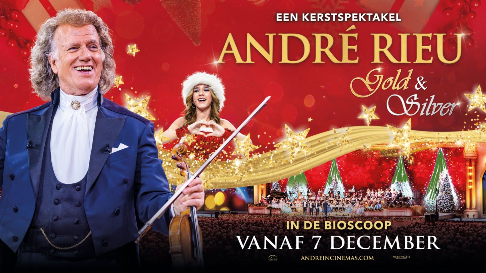 Geniet mee van André Rieu's kerstconcert 'Gold & Silver'. Beeld: © Bioscoop Goes